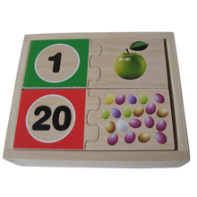 Hölzerne Puzzles in einer Schachtel Holz Numbers Match